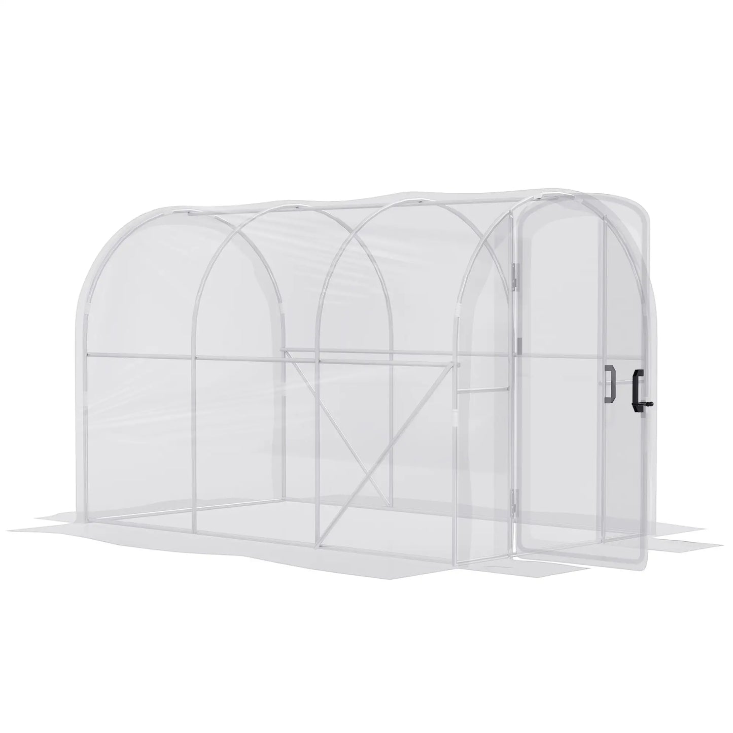 Outsunny 3x2m Walk-In Polytunnel Greenhouse with PE Cover & Steel Frame, Clear