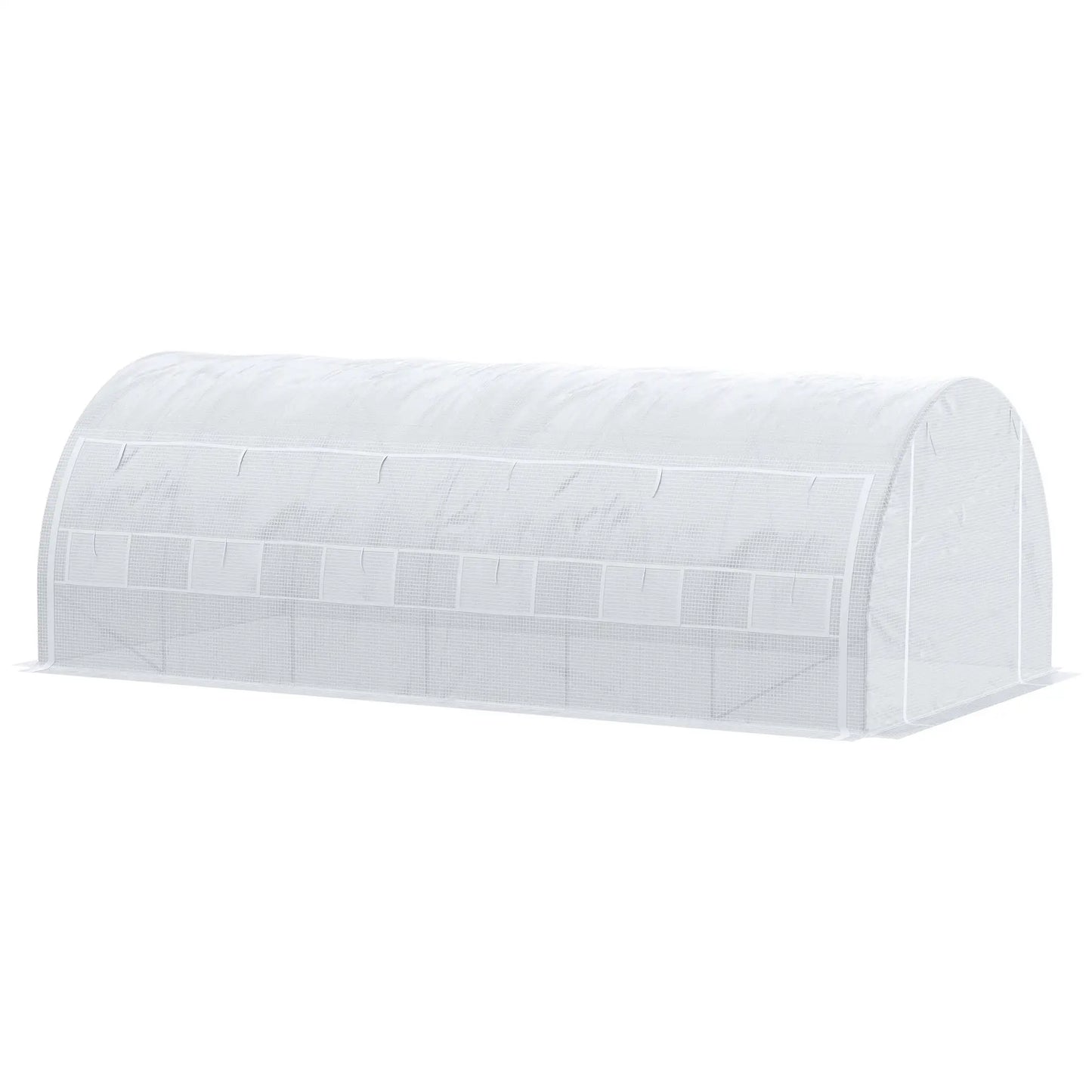 Outsunny 6x3m Walk-In Polytunnel Greenhouse with Roll-Up Sides, White