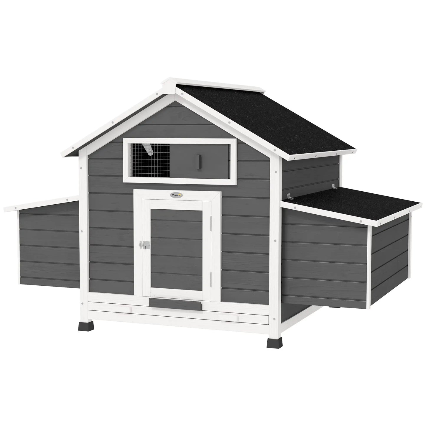 PawHut Chicken Coop with Nesting Boxes, Pull-Out Tray & Openable Roof for 2-4 Chickens