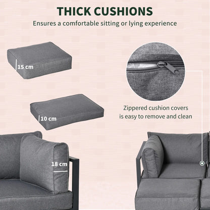 Outsunny 6 Piece Outdoor Garden Sofa Set with Coffee Table – Grey