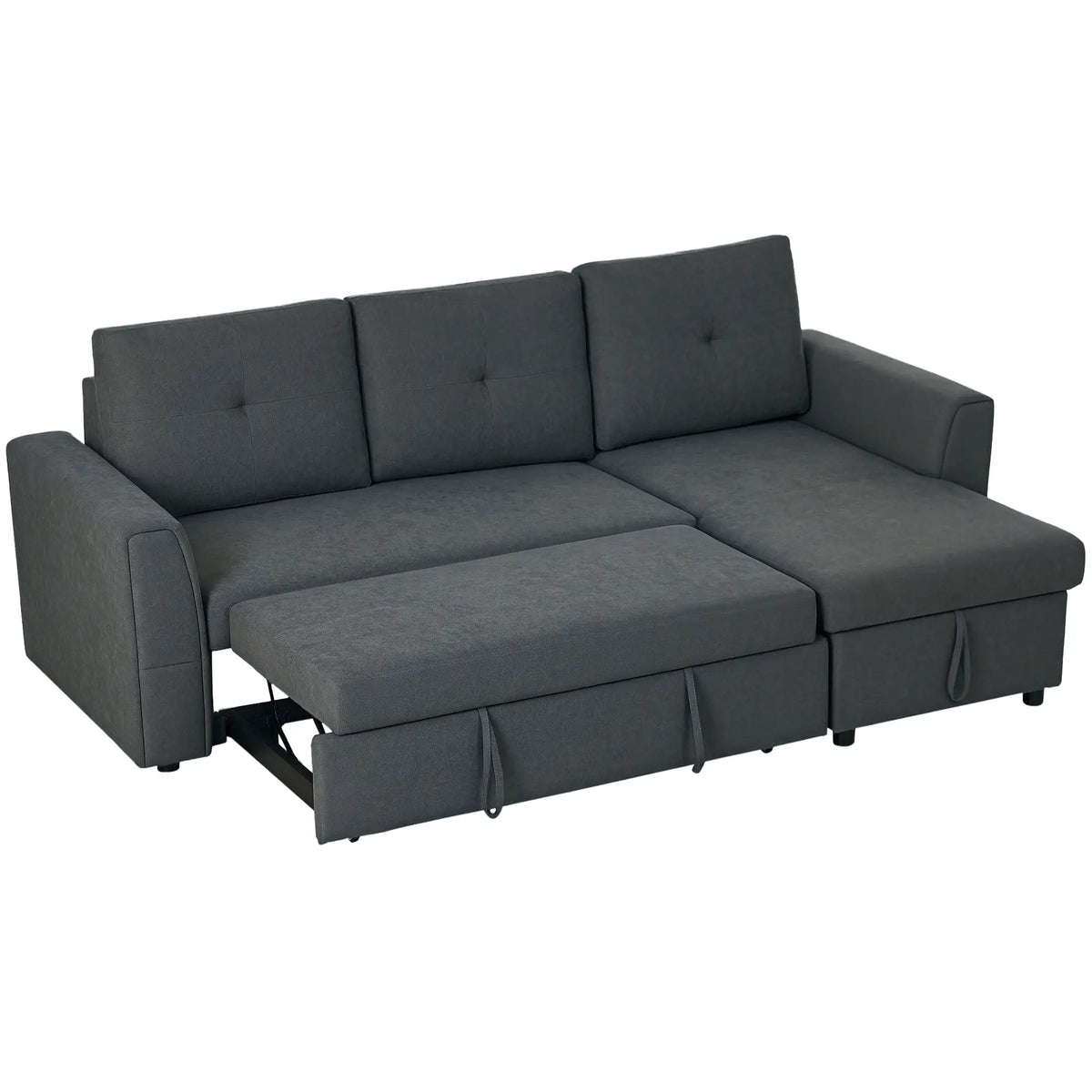 HOMCOM 3 Seater Sofa Bed with Storage - Dark Grey 839-191V70CG