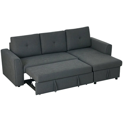 HOMCOM 3 Seater Sofa Bed with Storage - Dark Grey 839-191V70CG