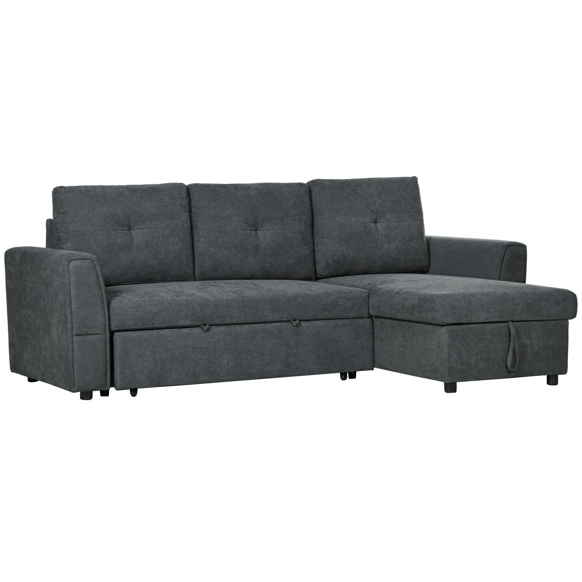 HOMCOM 3 Seater Sofa Bed with Storage - Dark Grey 839-191V70CG