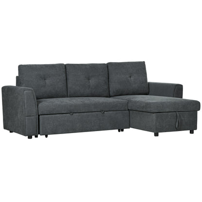 HOMCOM 3 Seater Sofa Bed with Storage - Dark Grey 839-191V70CG