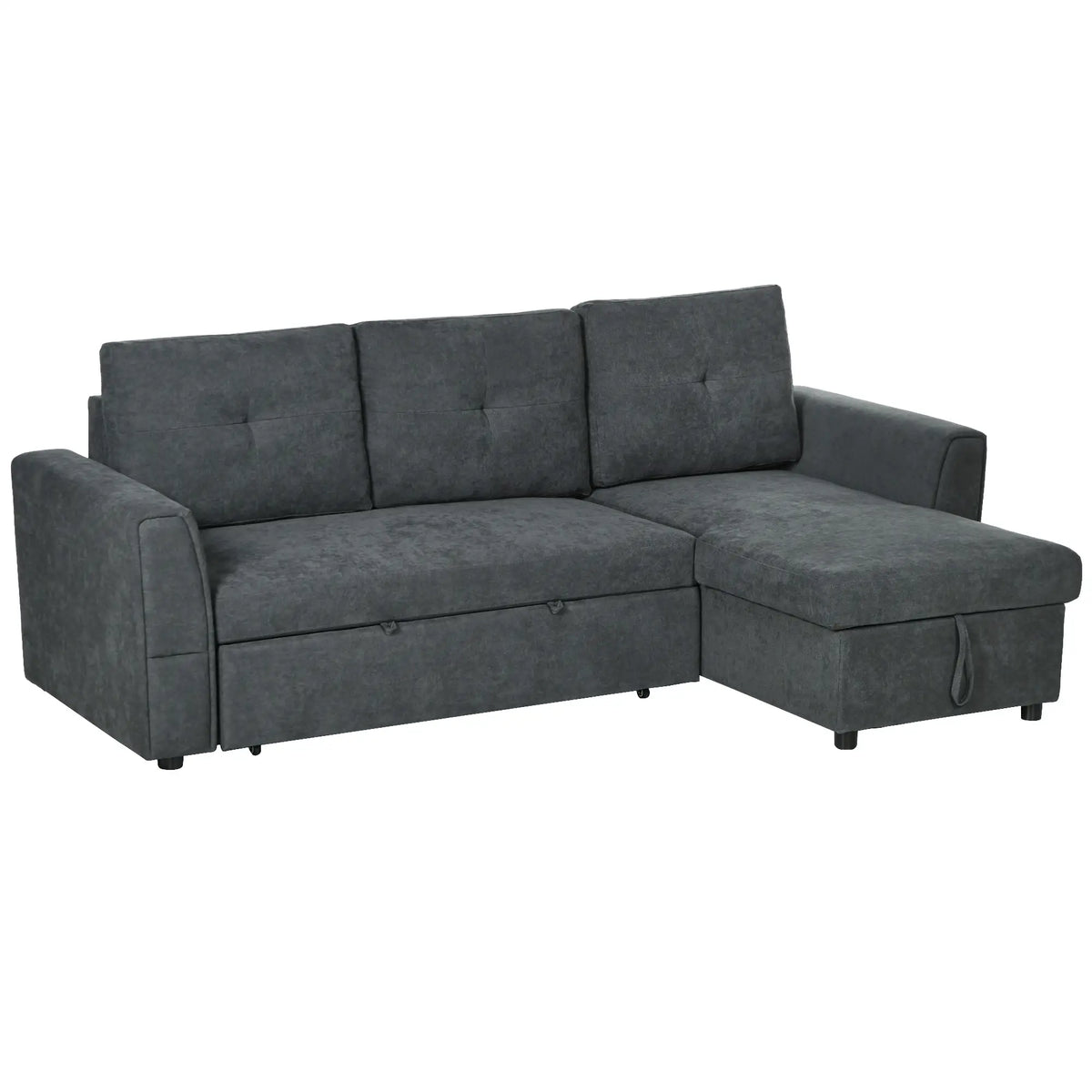 HOMCOM 3 Seater Sofa Bed with Storage - Dark Grey 839-191V70CG