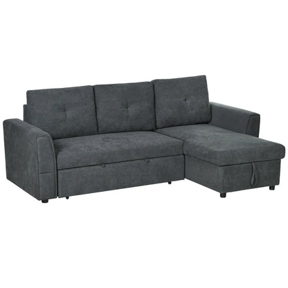 HOMCOM 3 Seater Sofa Bed with Storage - Dark Grey 839-191V70CG