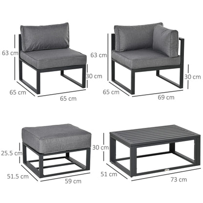 Outsunny 6 Piece Outdoor Garden Sofa Set with Coffee Table – Grey