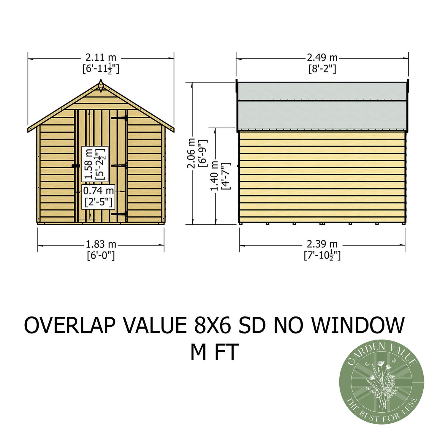 Shire 8x6 Overlap Single Door Shed OVEV0806DOL-1AA