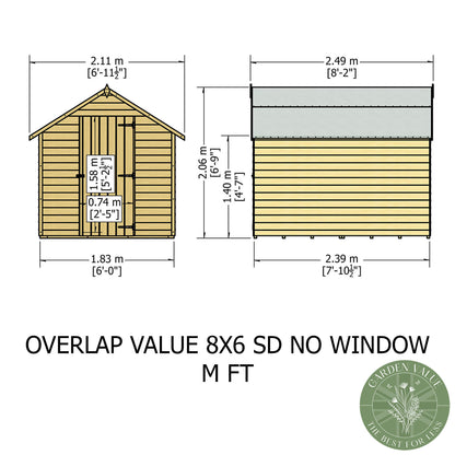 Shire 8x6 Overlap Single Door Shed OVEV0806DOL-1AA