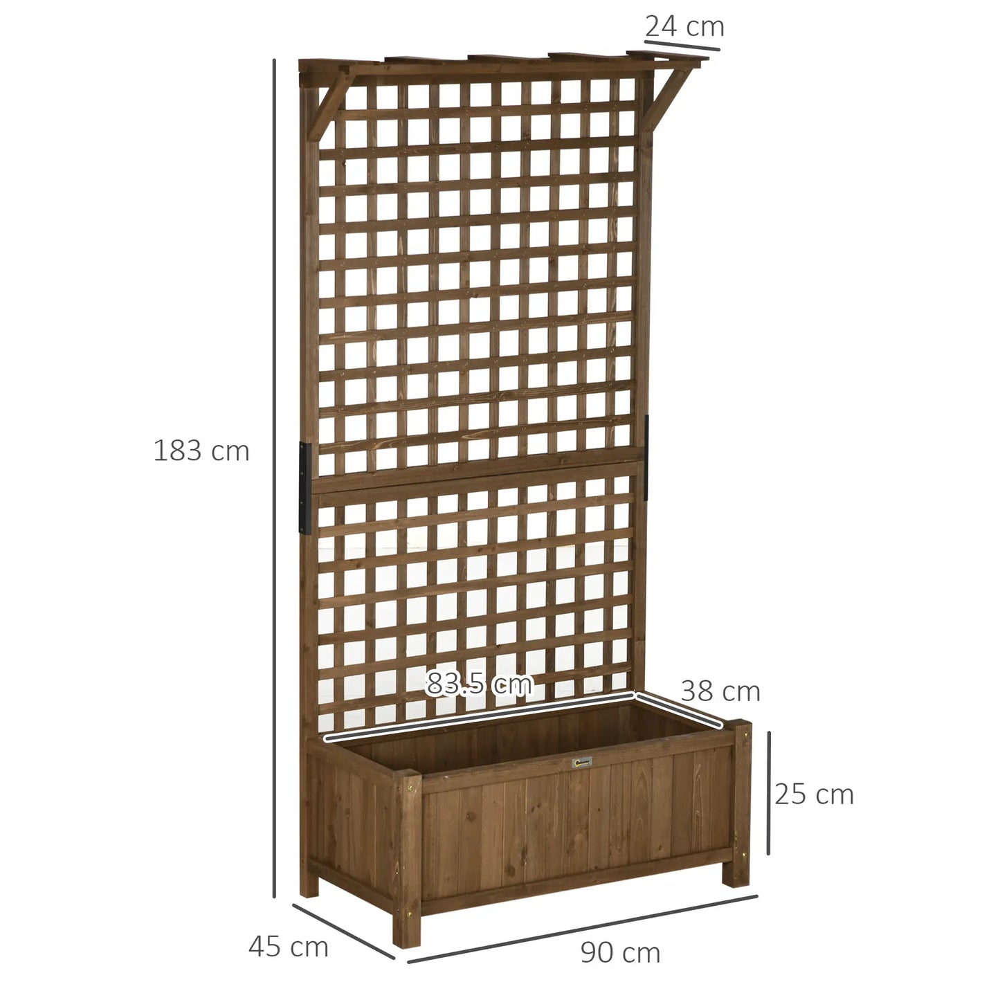 Outsunny 2 Pack Raised Garden Beds with Trellis & Drainage Holes, Wooden Planters
