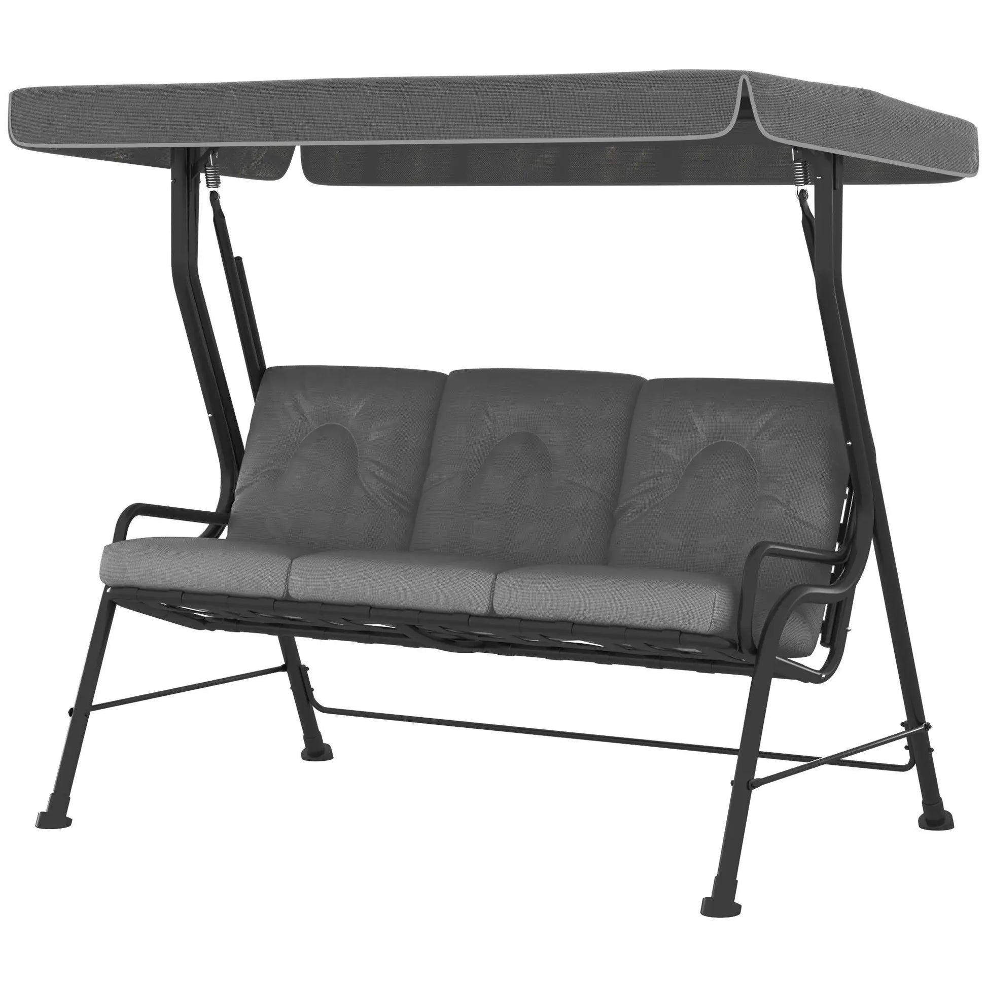 Outsunny 3-Seater Garden Swing Seat, Outdoor Swing Chair with Adjustable Waterproof Canopy, Light Grey
