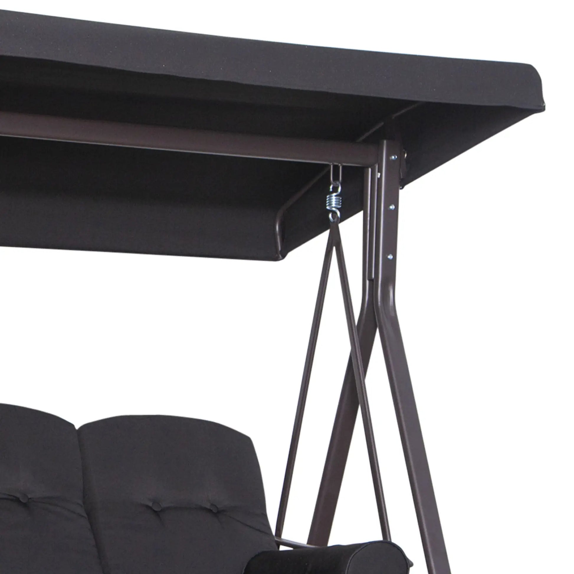 Outsunny 3 Seater Swing Chair Hammock Chair with Adjustable Canopy, Black