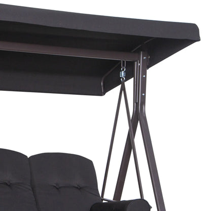 Outsunny 3 Seater Swing Chair Hammock Chair with Adjustable Canopy, Black