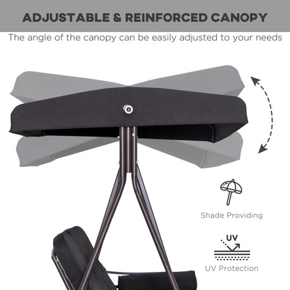 Outsunny 3 Seater Swing Chair Hammock Chair with Adjustable Canopy, Black