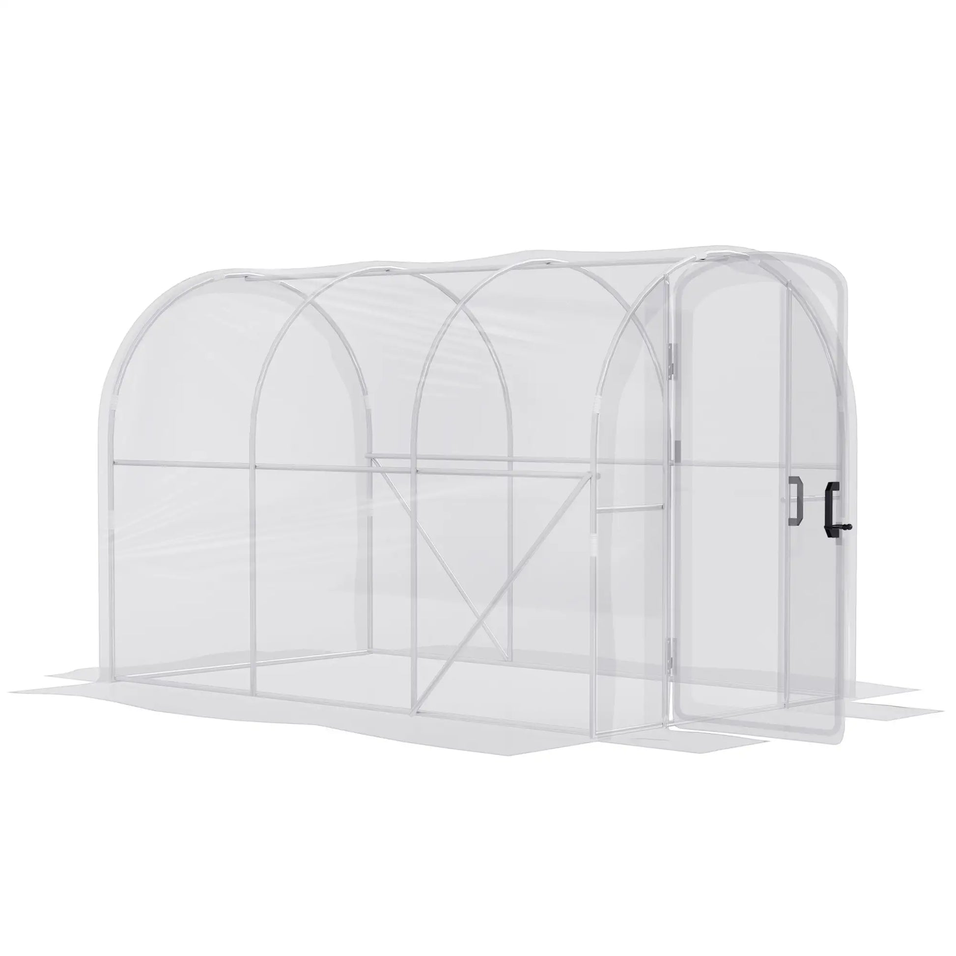 Outsunny 3x2m Walk-In Polytunnel Greenhouse with PE Cover & Steel Frame, Clear