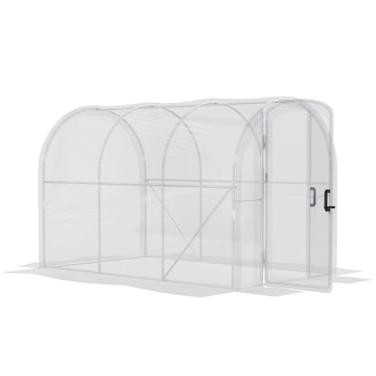 Outsunny 3x2m Walk-In Polytunnel Greenhouse with PE Cover & Steel Frame, Clear