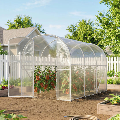 Outsunny 3x2m Walk-In Polytunnel Greenhouse with PE Cover & Steel Frame, Clear