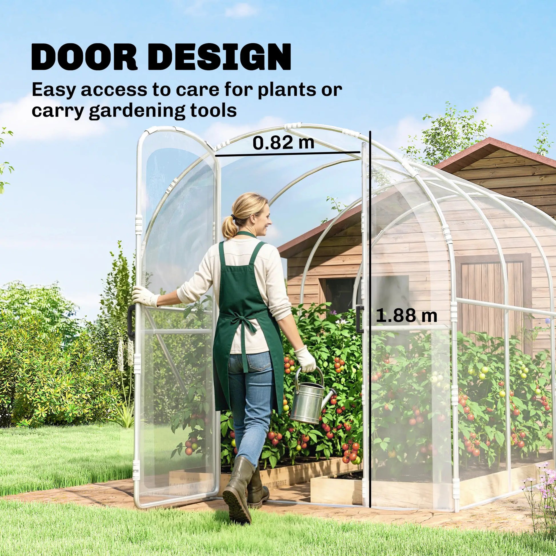 Outsunny 3x2m Walk-In Polytunnel Greenhouse with PE Cover & Steel Frame, Clear