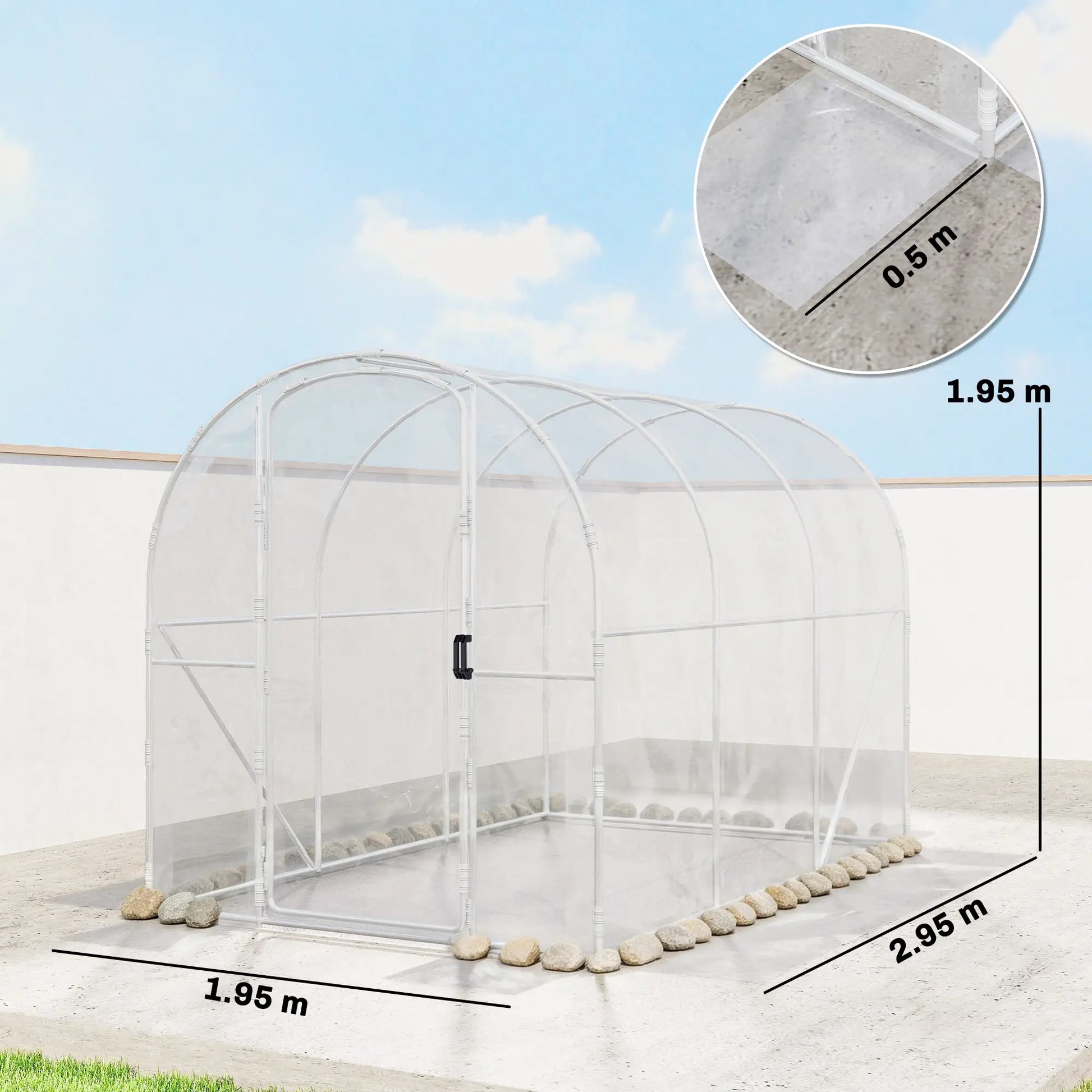 Outsunny 3x2m Walk-In Polytunnel Greenhouse with PE Cover & Steel Frame, Clear