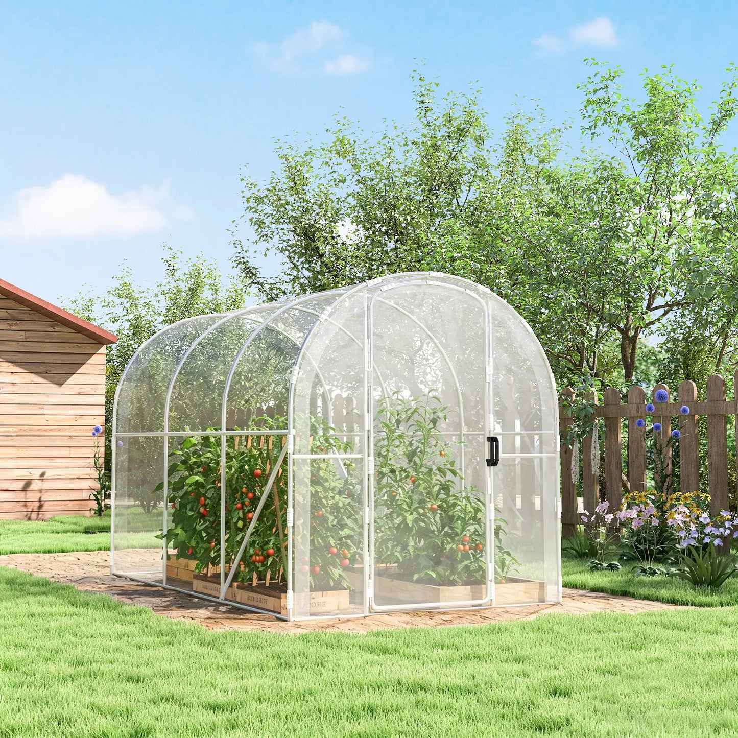 Outsunny 3x2m Walk-In Polytunnel Greenhouse with PE Cover & Steel Frame, Clear
