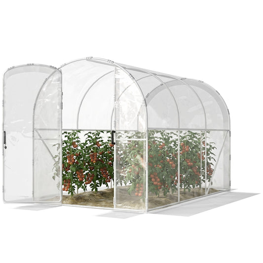 Outsunny 3x2m Walk-In Polytunnel Greenhouse with PE Cover & Steel Frame, Clear