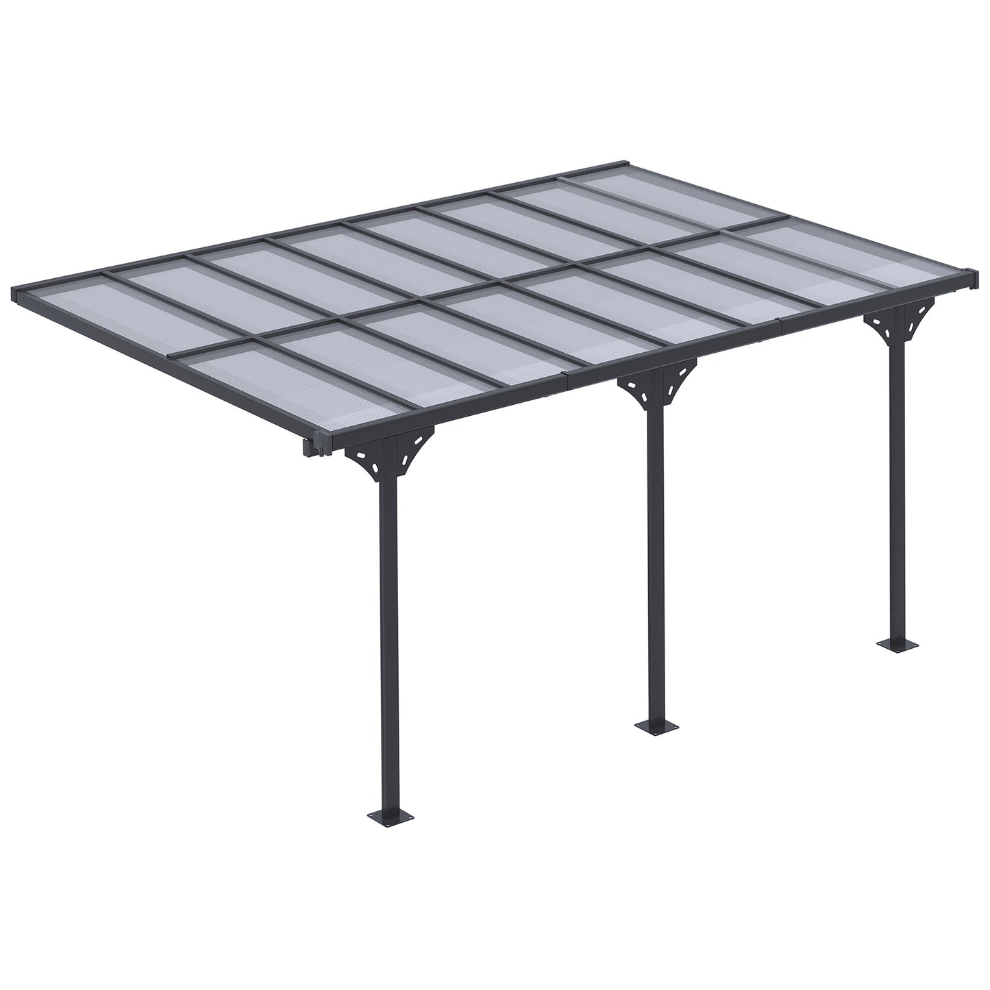 Outsunny 4.35 x 3m Outdoor Patio Gazebo Pergola with Retractable Canopy - Grey