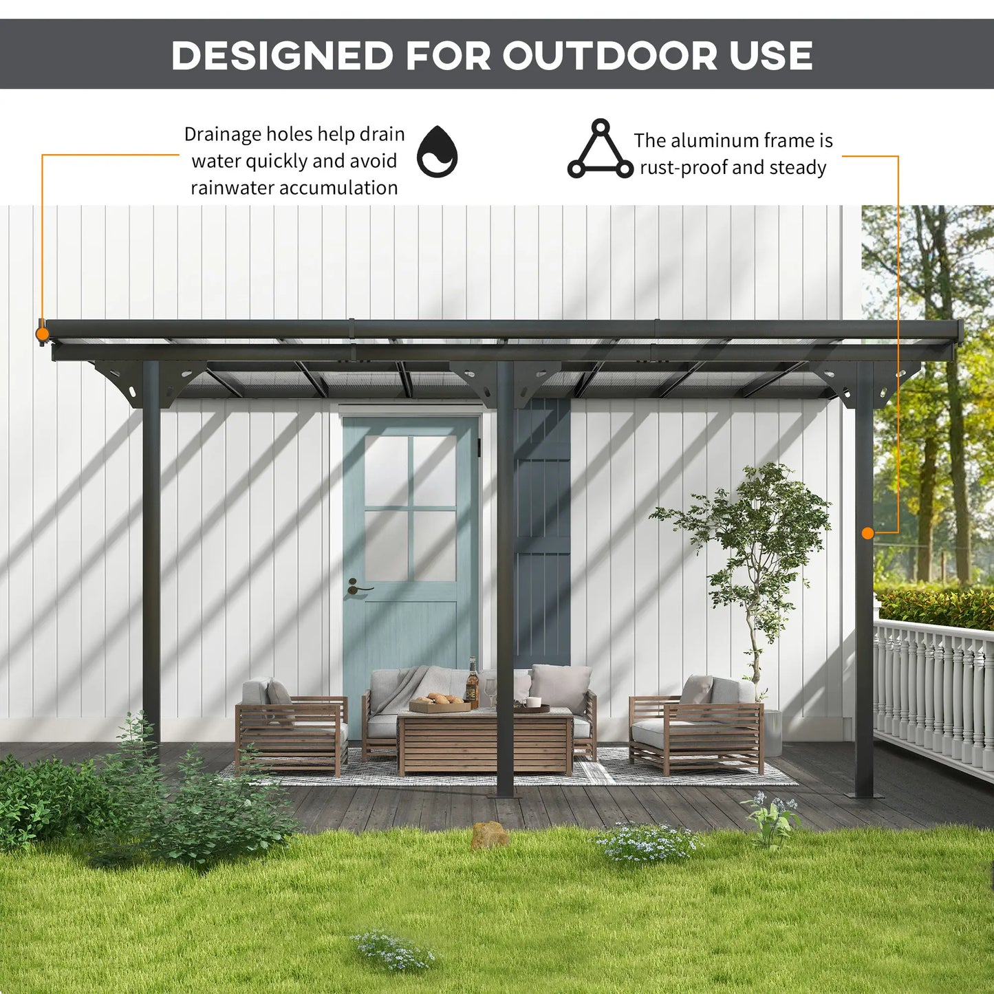 Outsunny 4.35 x 3m Outdoor Patio Gazebo Pergola with Retractable Canopy - Grey