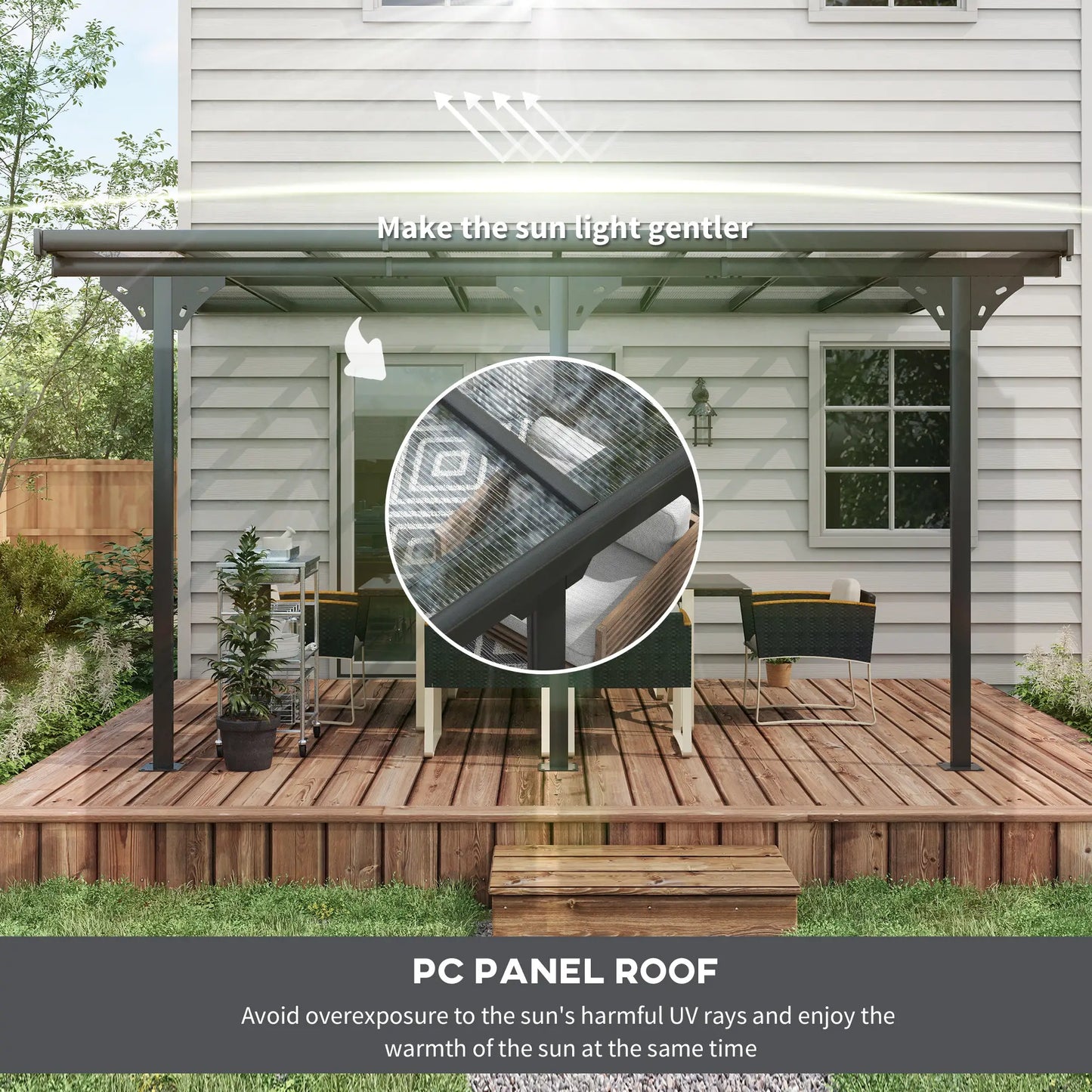 Outsunny 4.35 x 3m Outdoor Patio Gazebo Pergola with Retractable Canopy - Grey