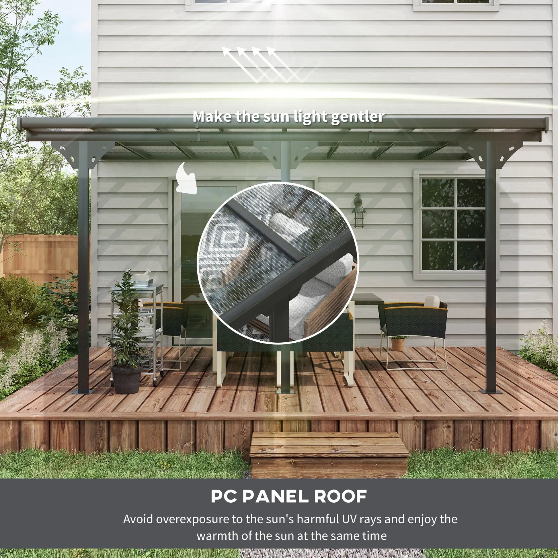 Outsunny 4.35 x 3m Outdoor Patio Gazebo Pergola with Retractable Canopy - Grey