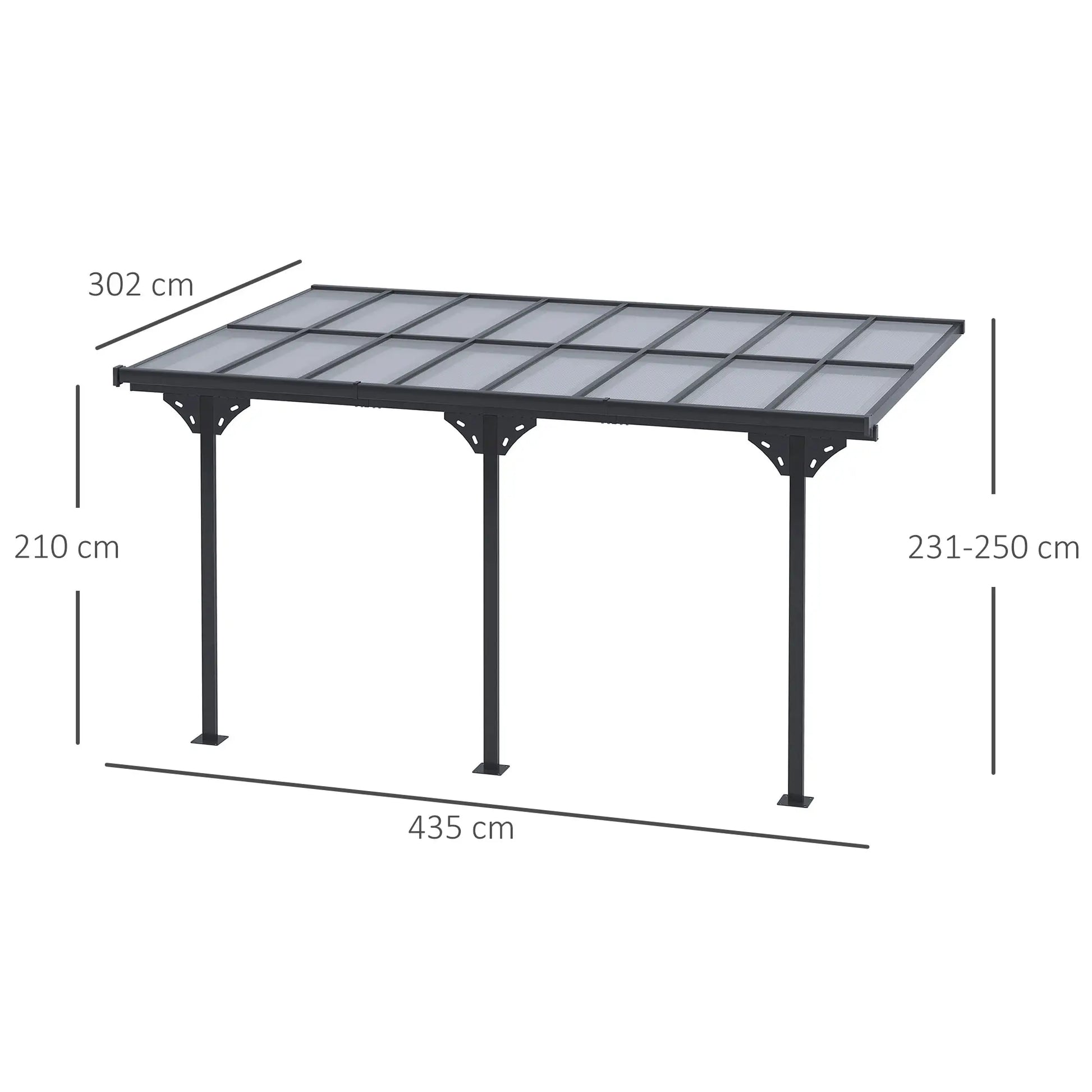 Outsunny 4.35 x 3m Outdoor Patio Gazebo Pergola with Retractable Canopy - Grey
