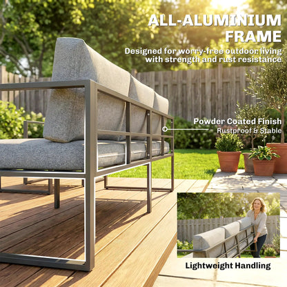 Outsunny 4 Piece Outdoor Garden Furniture Set with 3-Seater Sofa – Dark Grey