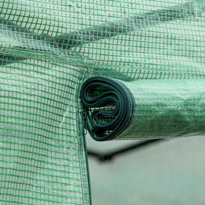 Outsunny 4x3m Walk-In Polytunnel Greenhouse with Roll-Up Sides, Green