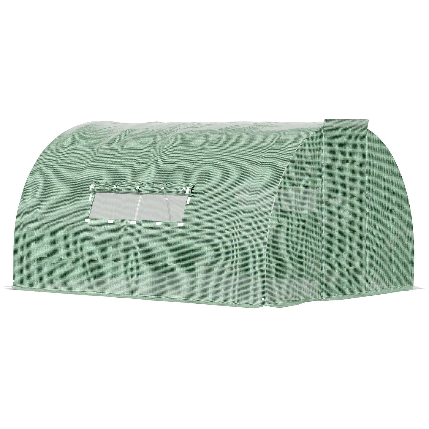 Outsunny 4x3m Walk-In Polytunnel Greenhouse with Steel Frame, Green