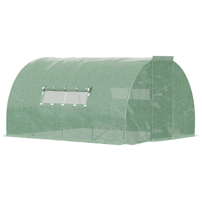 Outsunny 4x3m Walk-In Polytunnel Greenhouse with Steel Frame, Green