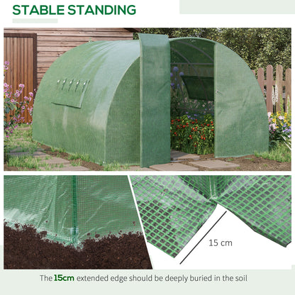 Outsunny 4x3m Walk-In Polytunnel Greenhouse with Steel Frame, Green