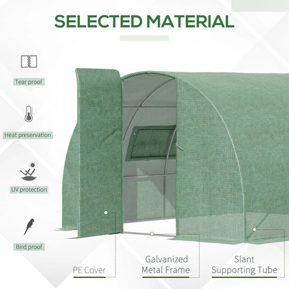 Outsunny 4x3m Walk-In Polytunnel Greenhouse with Steel Frame, Green