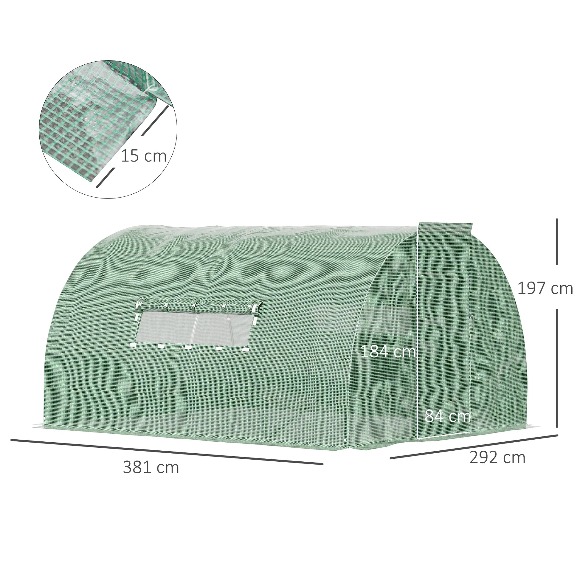 Outsunny 4x3m Walk-In Polytunnel Greenhouse with Steel Frame, Green