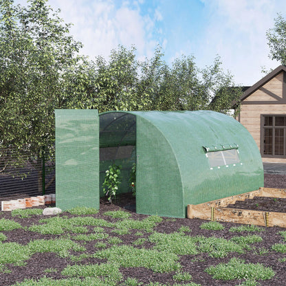 Outsunny 4x3m Walk-In Polytunnel Greenhouse with Steel Frame, Green