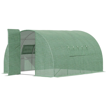 Outsunny 4x3m Walk-In Polytunnel Greenhouse with Steel Frame, Green
