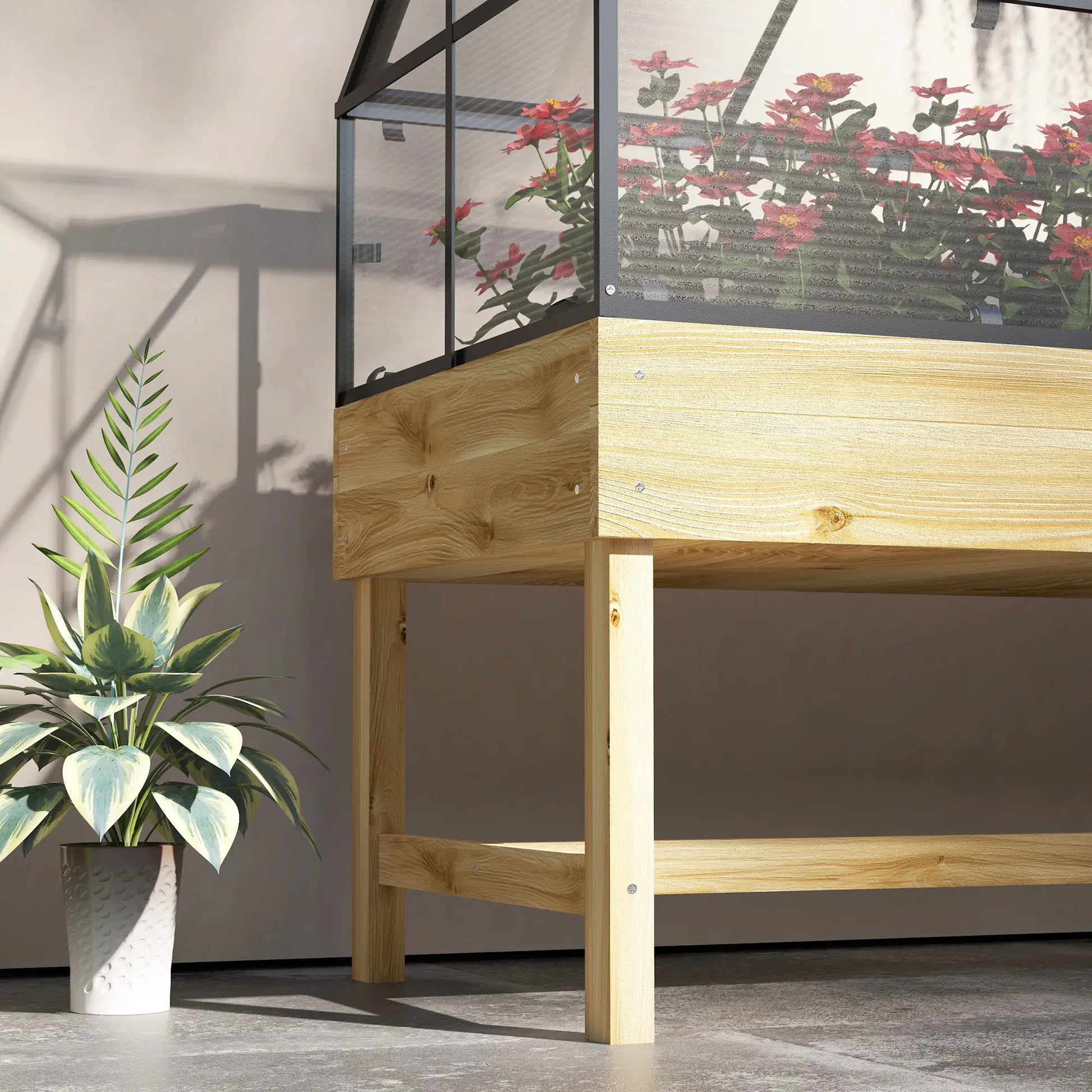 Outsunny 60 x 120cm Raised Garden Bed with Cold Frame Greenhouse Cover