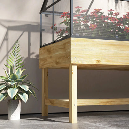 Outsunny 60 x 120cm Raised Garden Bed with Cold Frame Greenhouse Cover