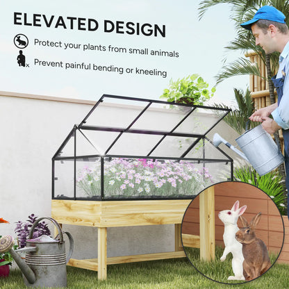 Outsunny 60 x 120cm Raised Garden Bed with Cold Frame Greenhouse Cover