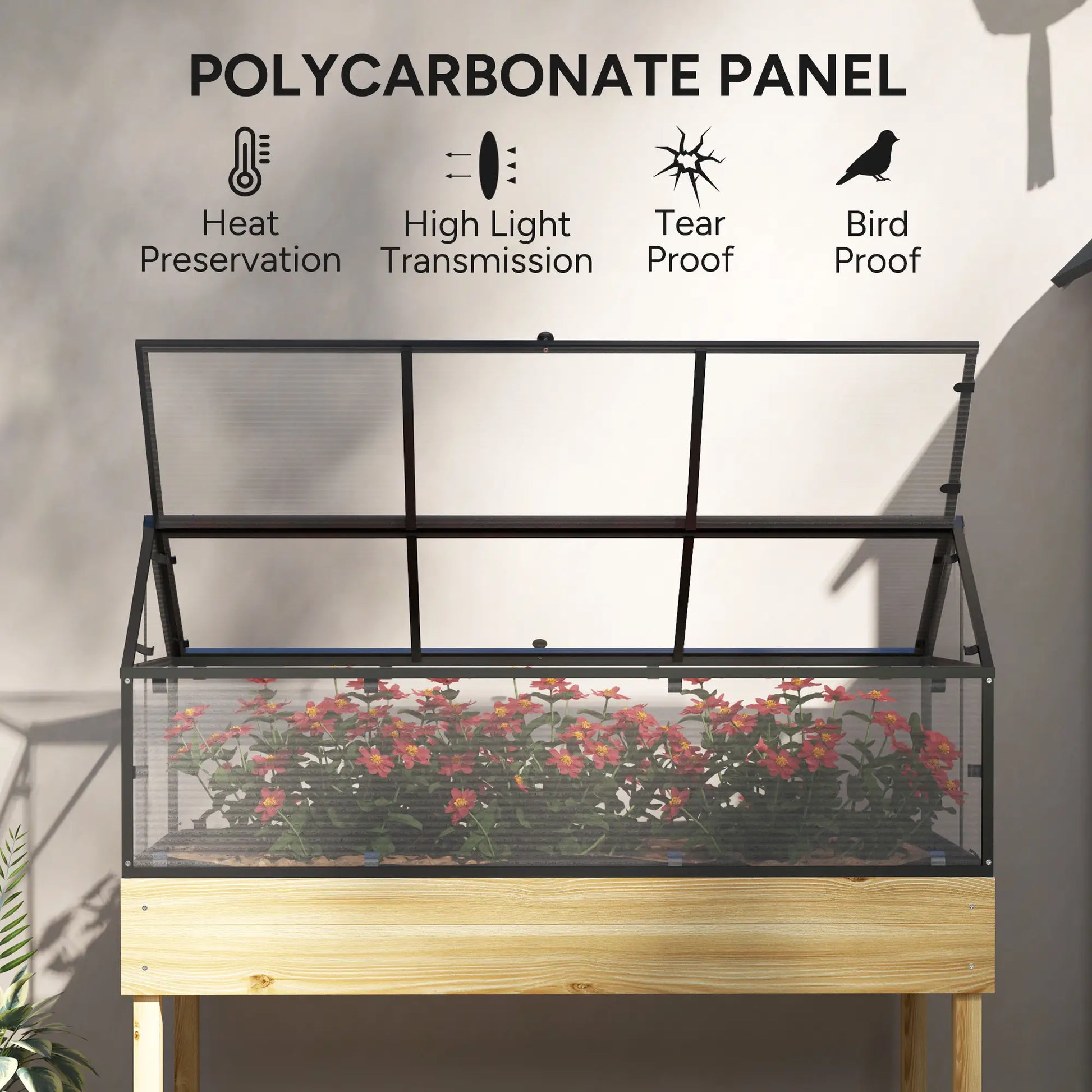 Outsunny 60 x 120cm Raised Garden Bed with Cold Frame Greenhouse Cover