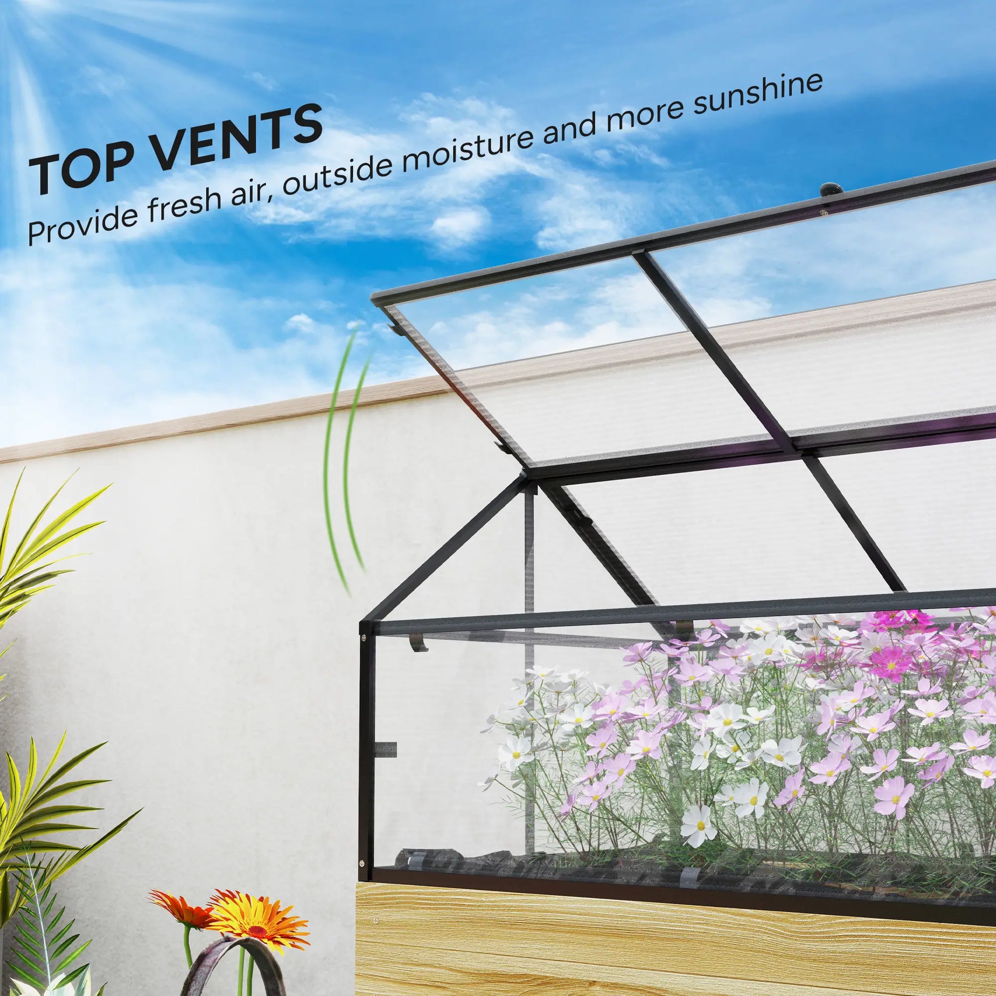 Outsunny 60 x 120cm Raised Garden Bed with Cold Frame Greenhouse Cover