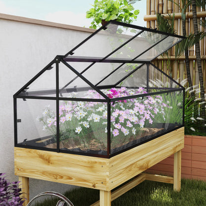Outsunny 60 x 120cm Raised Garden Bed with Cold Frame Greenhouse Cover