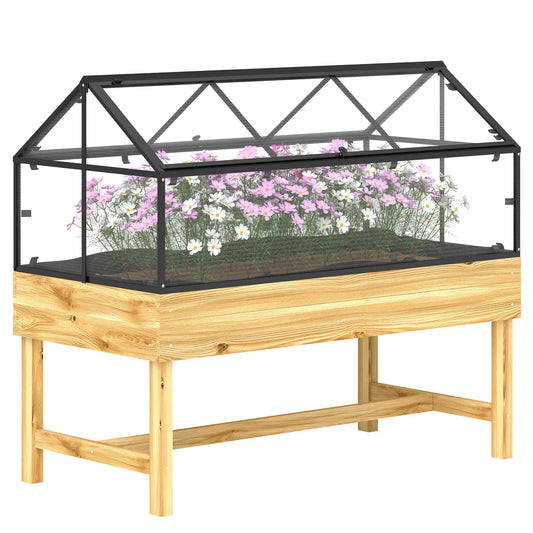 Outsunny 60 x 120cm Raised Garden Bed with Cold Frame Greenhouse Cover