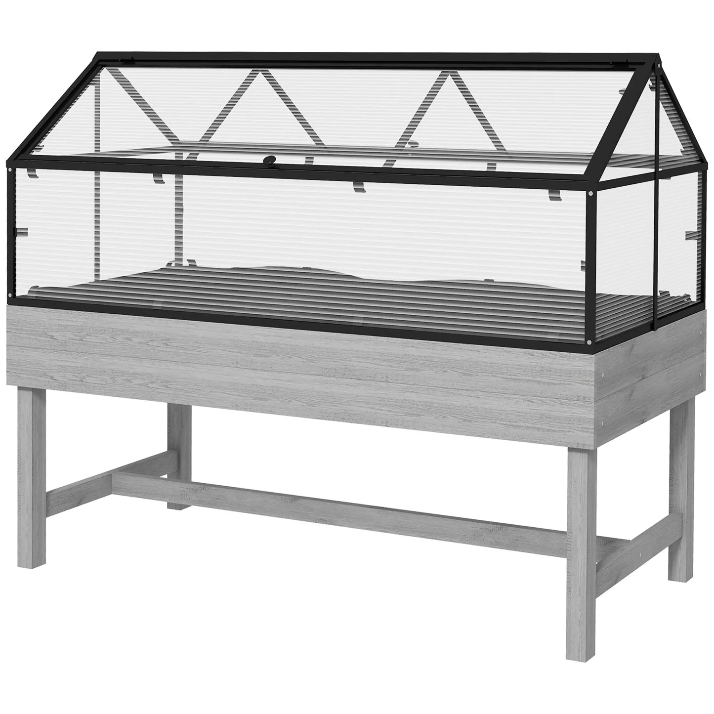 Outsunny 60 x 120cm Raised Garden Bed with Cold Frame Greenhouse Cover – Grey