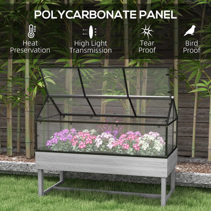 Outsunny 60 x 120cm Raised Garden Bed with Cold Frame Greenhouse Cover – Grey
