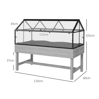 Outsunny 60 x 120cm Raised Garden Bed with Cold Frame Greenhouse Cover – Grey