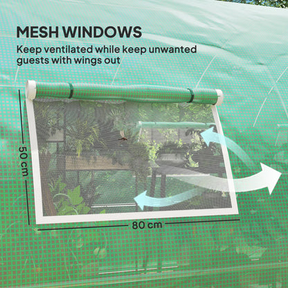 Outsunny 6x3m Walk-In Polytunnel Greenhouse with Dual Hinged Doors, Green